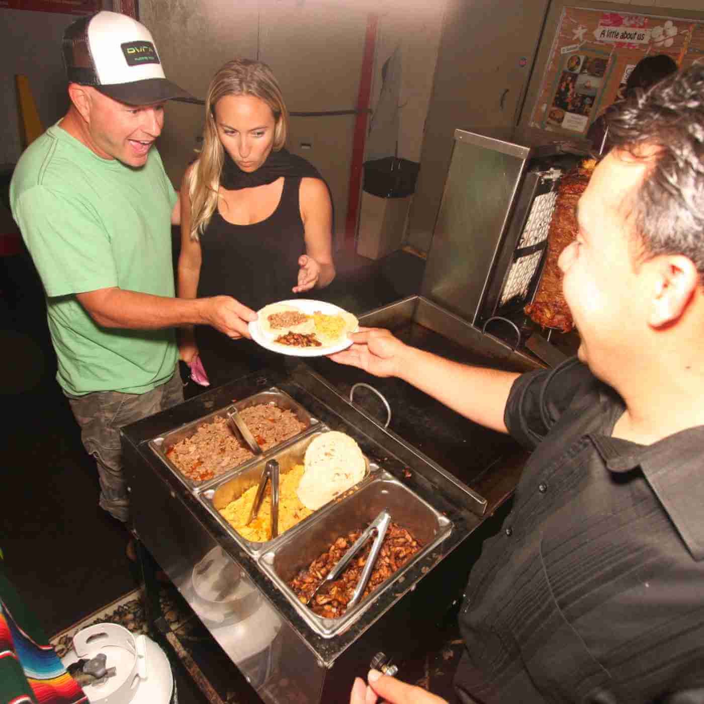 Taco cart set up for a party