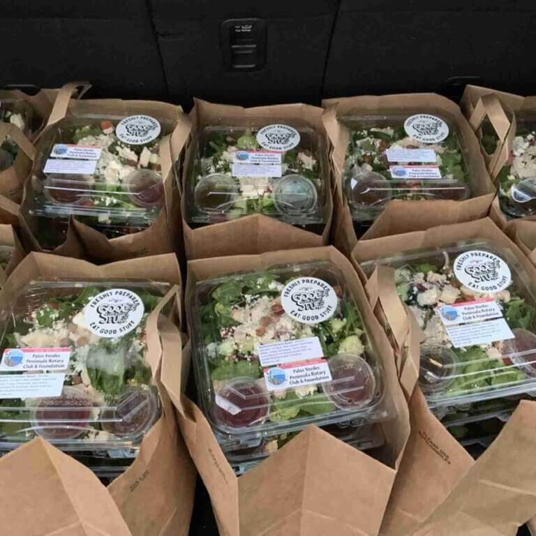 Boxed salads ready for a catered lunch