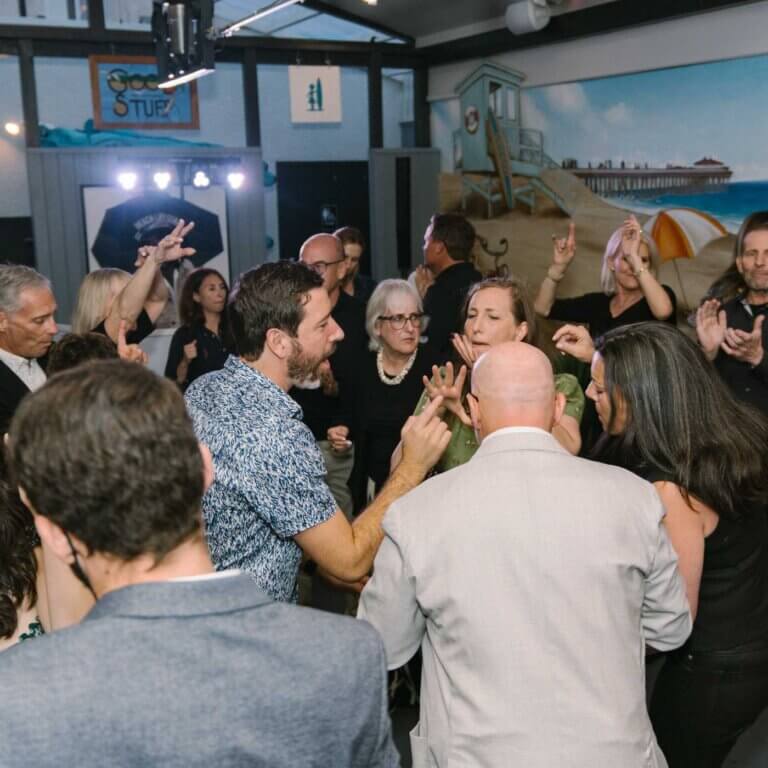 Wedding party celebrating at Good Stuff Hermosa Beach